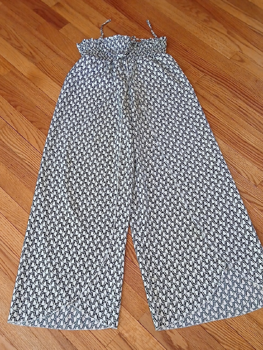 SHEIN Black & White Print High-Waist Wide Leg Pants with Skirt Look ■ Size 6